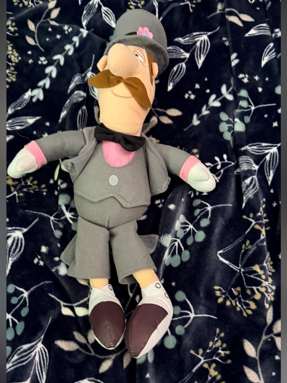 Gray and Pink Plush Gentleman Doll Stuffed Animal